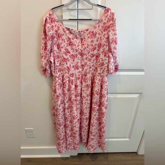 JessaKae Pink Floral Puff Sleeve Midi Dress Boho Vera Size XXL 2X - Picture 3 of 10